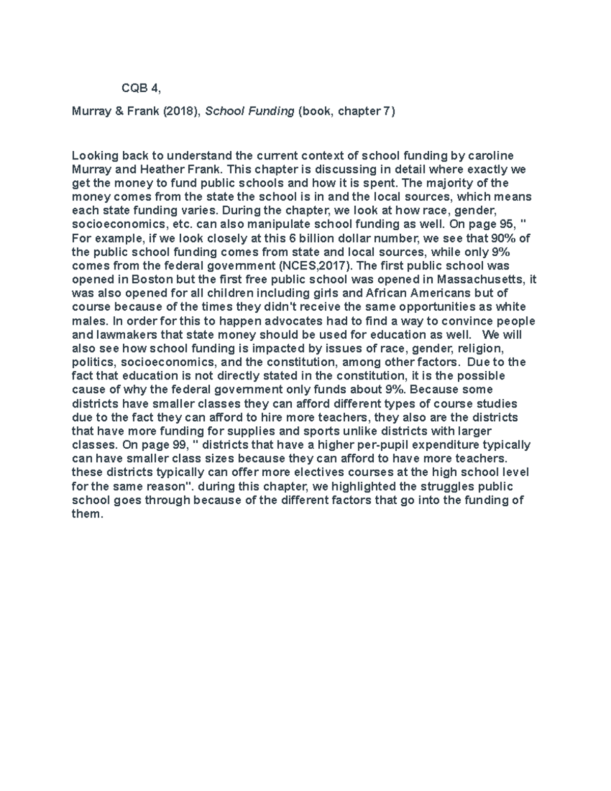CQB 4 - CBQ: Chapter Based Questions (about 300 words) Address the ...