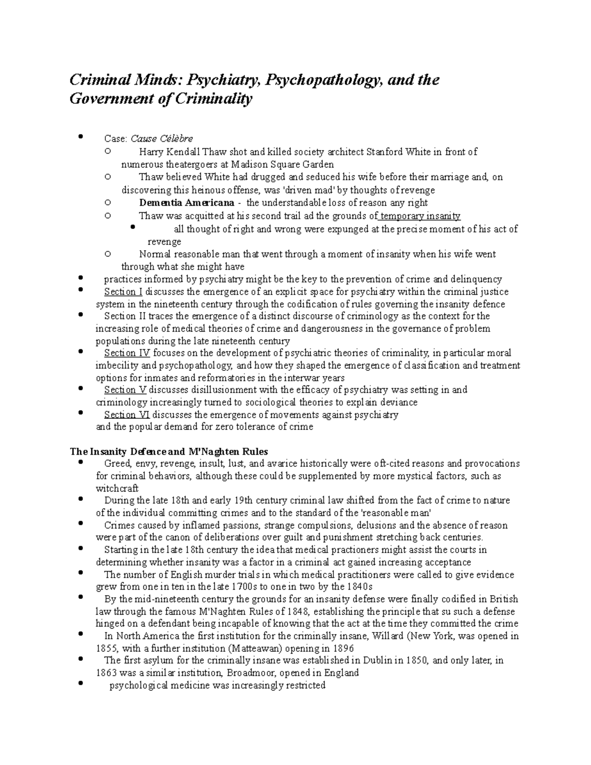 Criminal Minds Psychiatry, Psychopathology, and the Government of