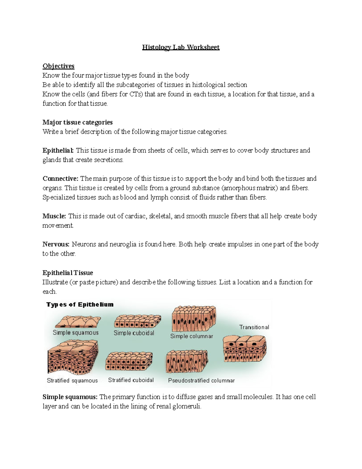 histology lab assignment