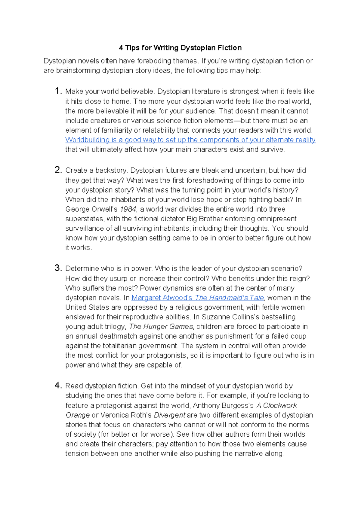 4 Tips for Writing Dystopian Fiction - 4 Tips for Writing Dystopian ...