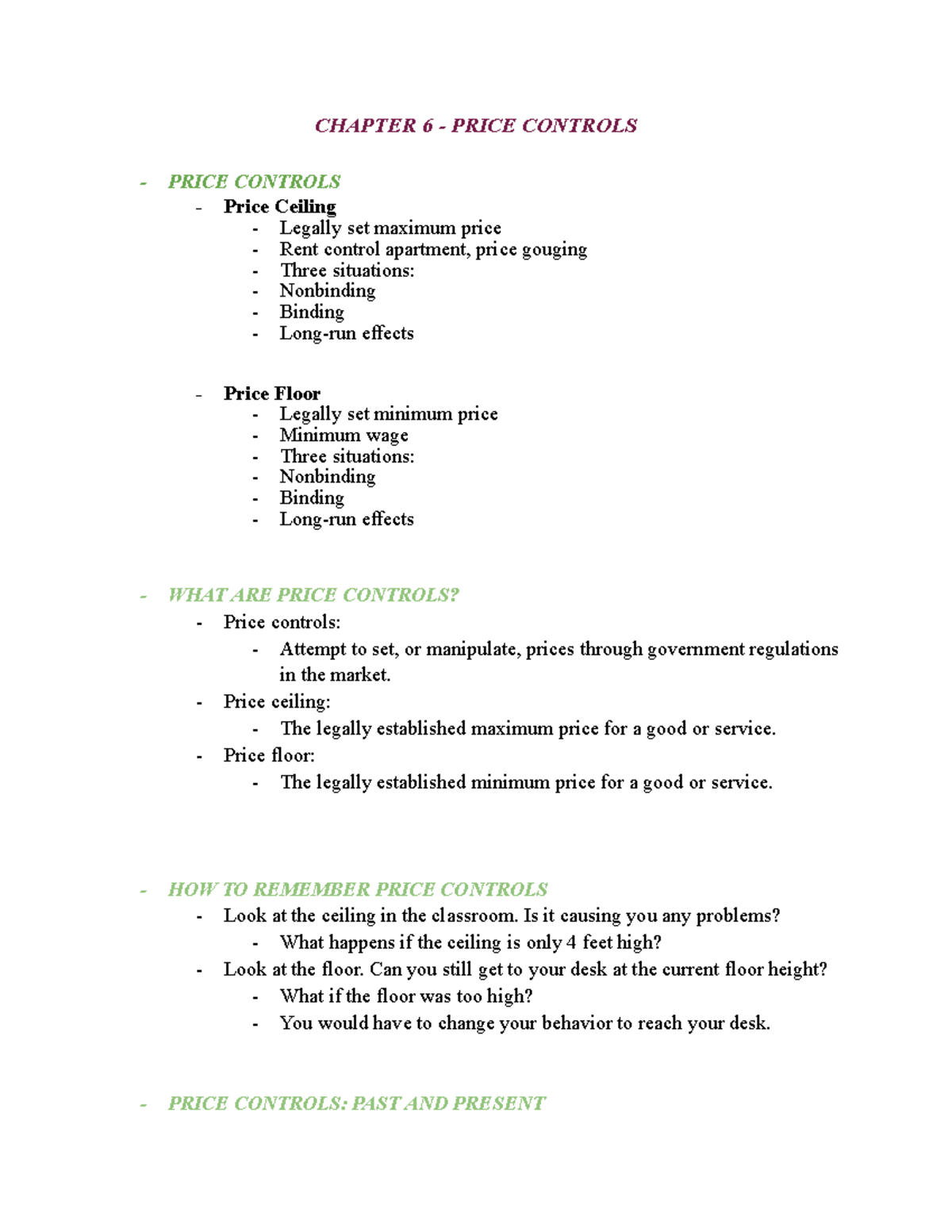 Chapter 6 - Microeconomics - Google Docs1 - CHAPTER 6 - PRICE CONTROLS ...