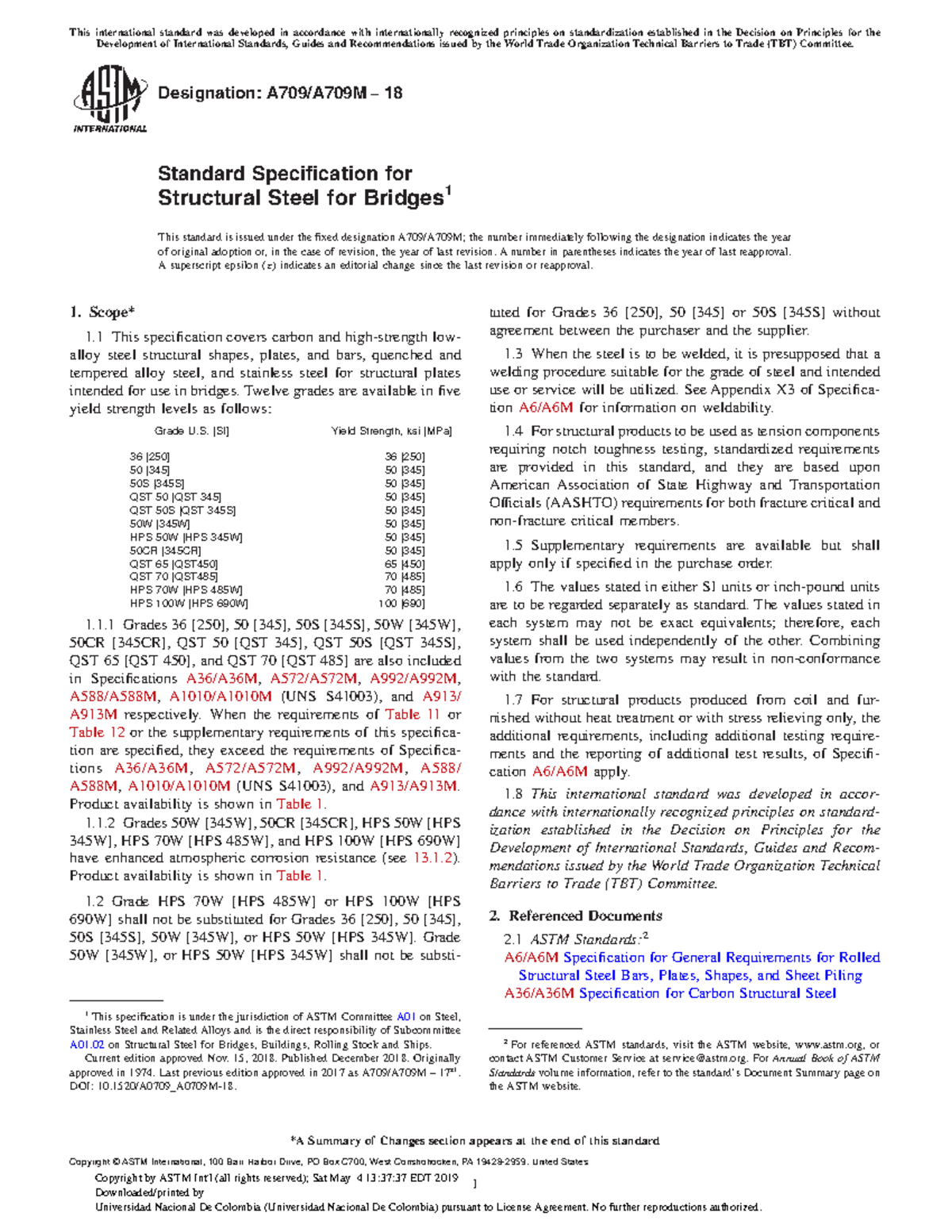 Structural steel for bridges A709A709M - Designation: A709/A709M − 18 ...