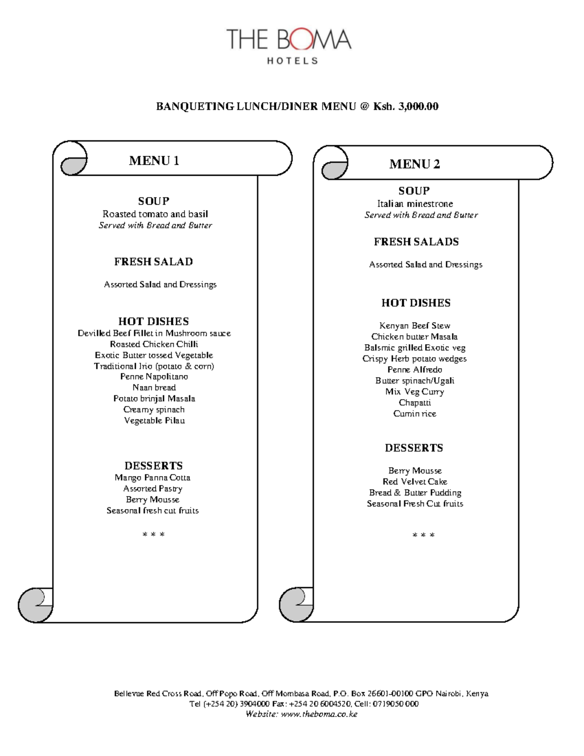 BQT Buffet Menu Brookside - Bellevue Red Cross Road, Off Popo Road, Off ...