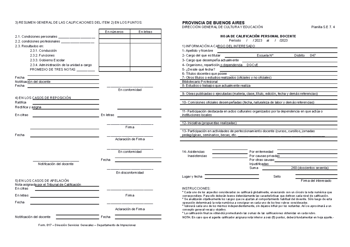 Set 4 Editable - Documento Para Completar La Calificación Docente - 3 ...