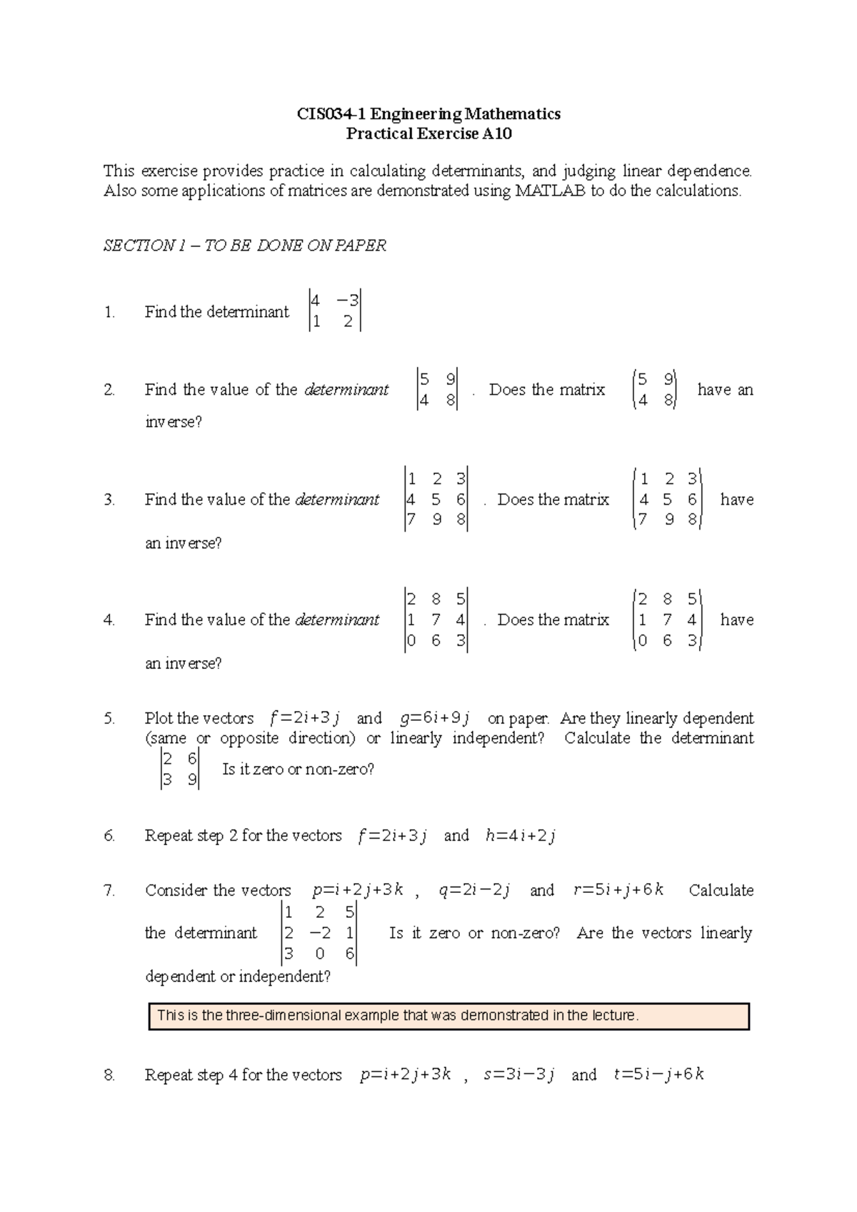 CIS034-1 Practical A10 rev11 - CIS034-1 Engineering Mathematics ...