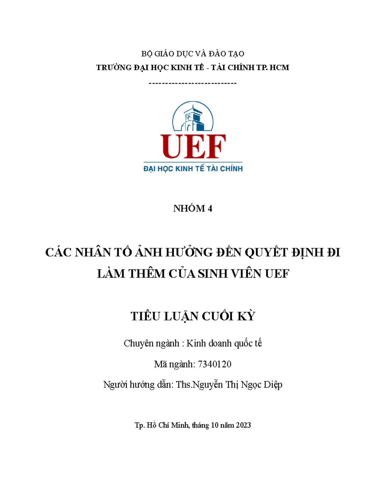 PPNC NHÓM 4 26 - sgfge - BỘ GIÁO DỤC VÀ ĐÀO TẠO TRƯỜNG ĐẠI HỌC KINH TẾ -  TÀI CHÍNH TP. HCM - NHÓM 4 - Studocu