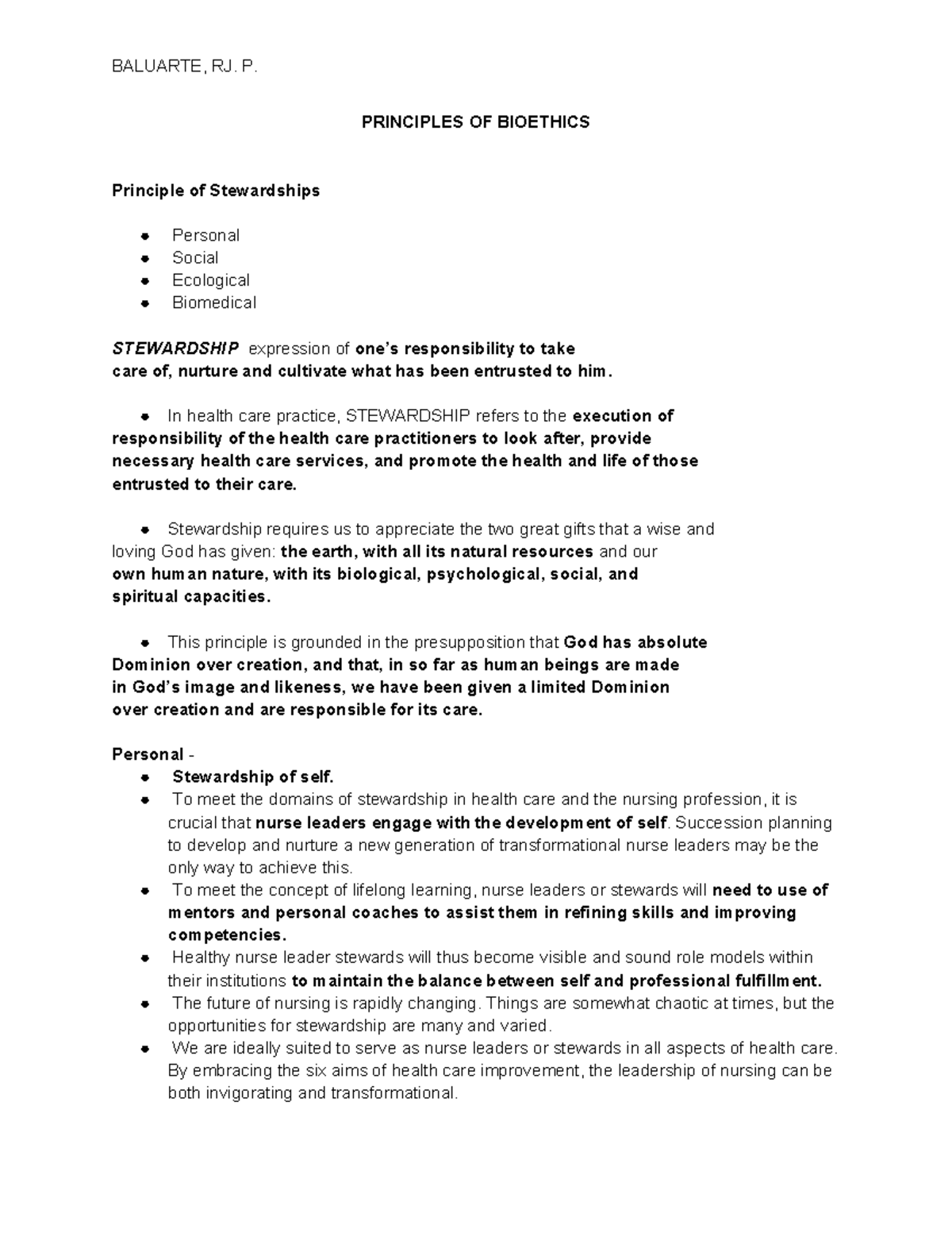 Principles OF Bioethics - PRINCIPLES OF BIOETHICS Principle of ...