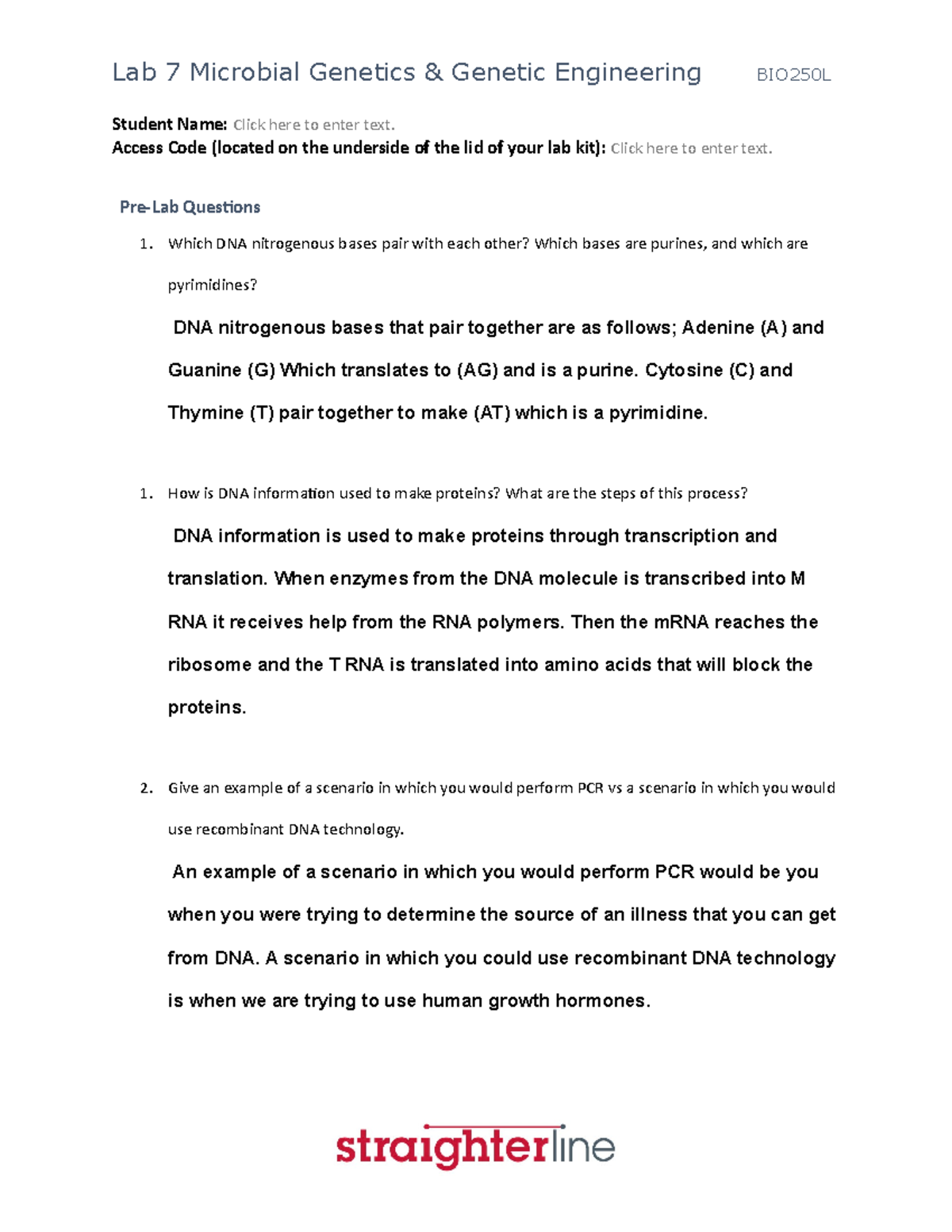 Lab 7 Microbial and Engineering Student Name Click