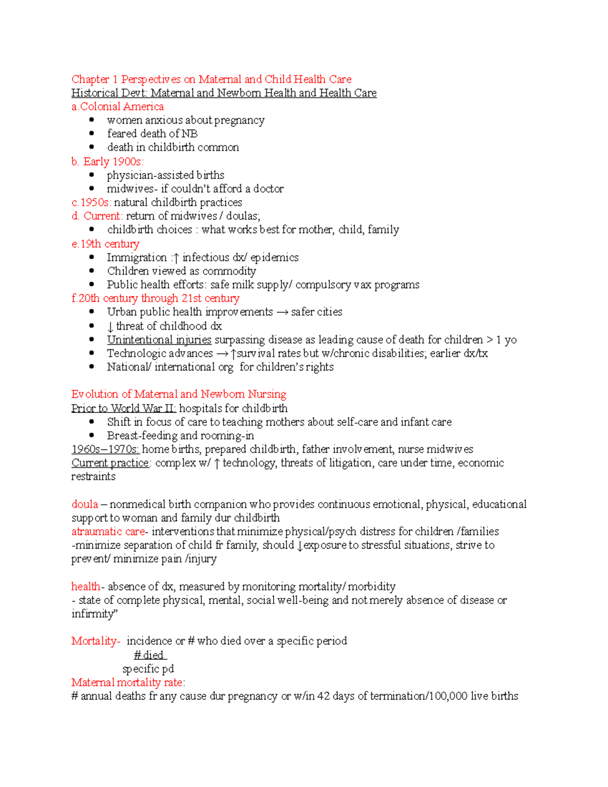 Chapter 1 Perspectives on Maternal and Child Health Care - Early 1900s ...