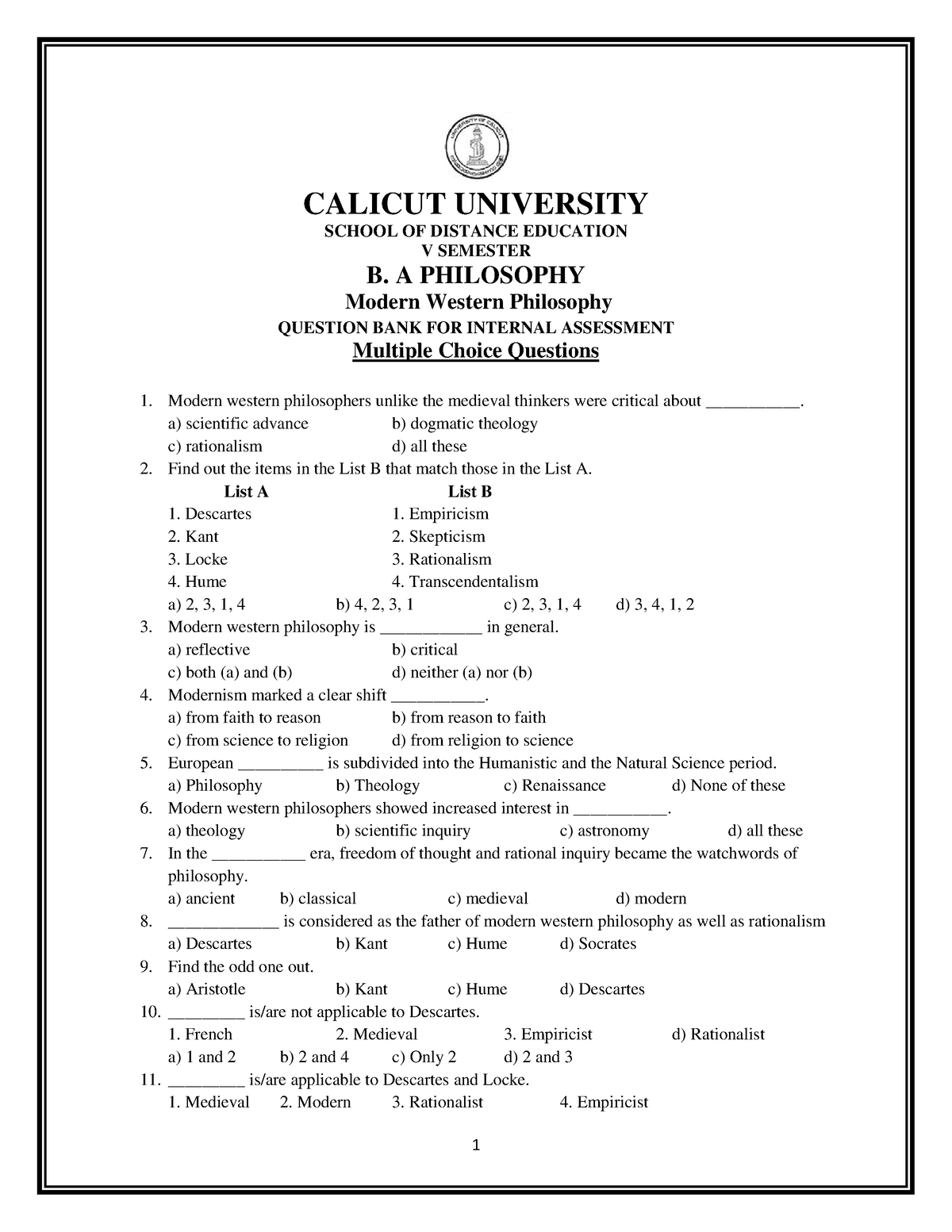 Modern Western Philosophy - Physics Class 10 - Studocu