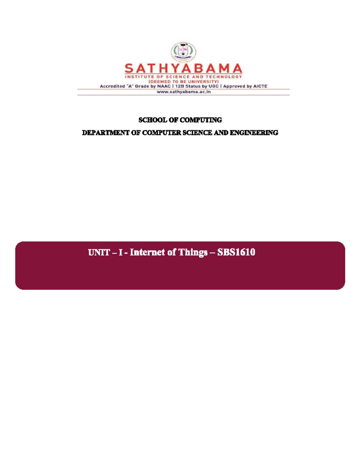 Io T UNIT 1 - Lecture notes for IoT - Internet of things - Studocu