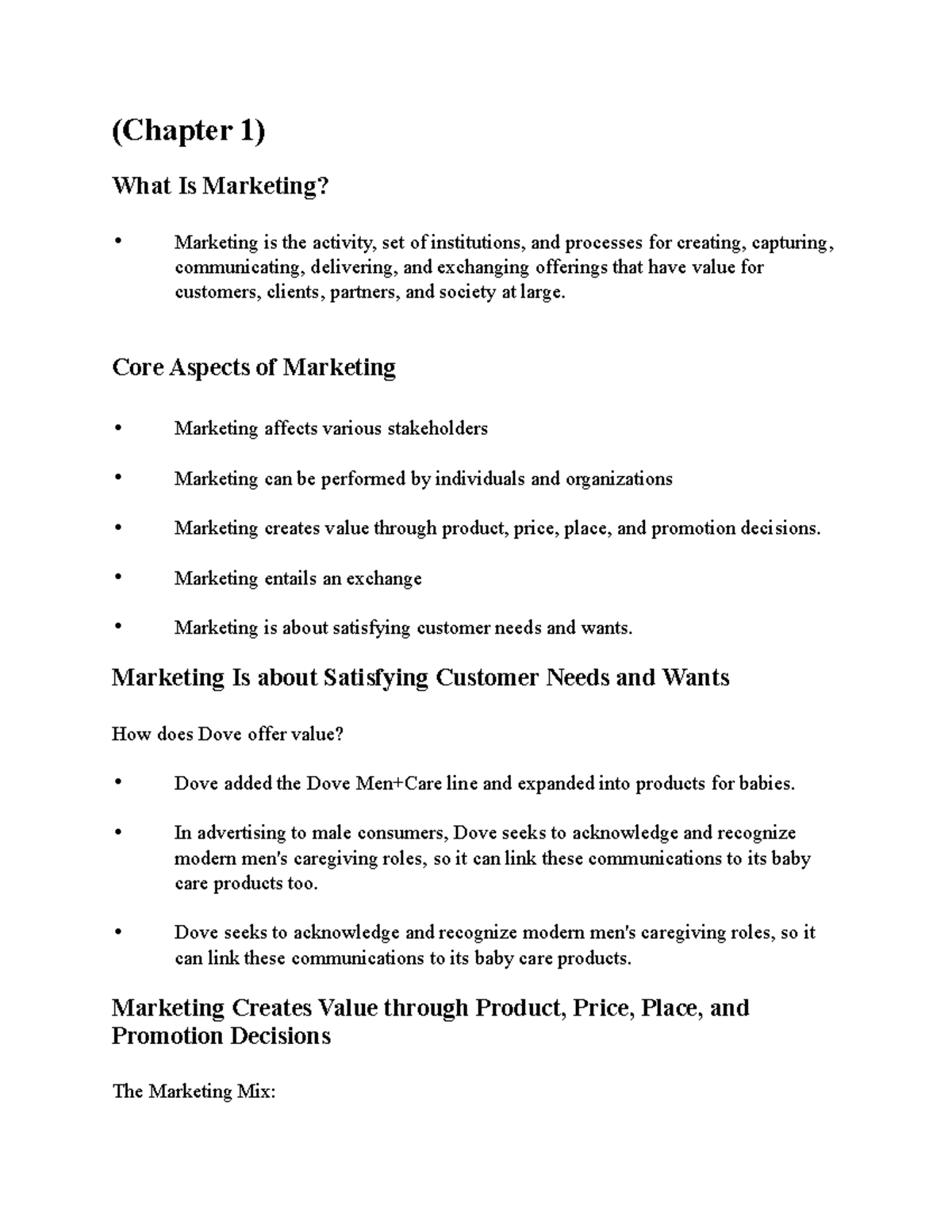 Introduction Of Marketing (whole Semester) - (Chapter 1) What Is ...