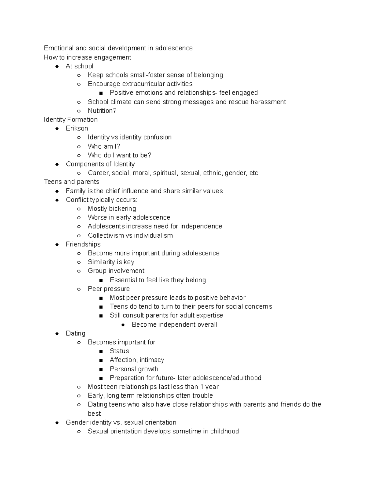Individual and Family Development: Lifespan Notes 10/26 - Emotional and ...