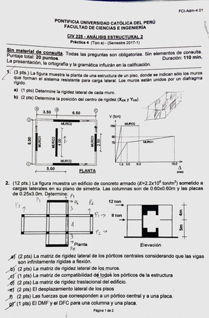 Analisis Estructural 2 P4 17 1 Fcl Adm4 Pontificia Universidadcat Lica Del Pero Facultad De Ciencias Ingenier Civ An Lisis Estructural Pr Ctica Tipo Semestre Studocu