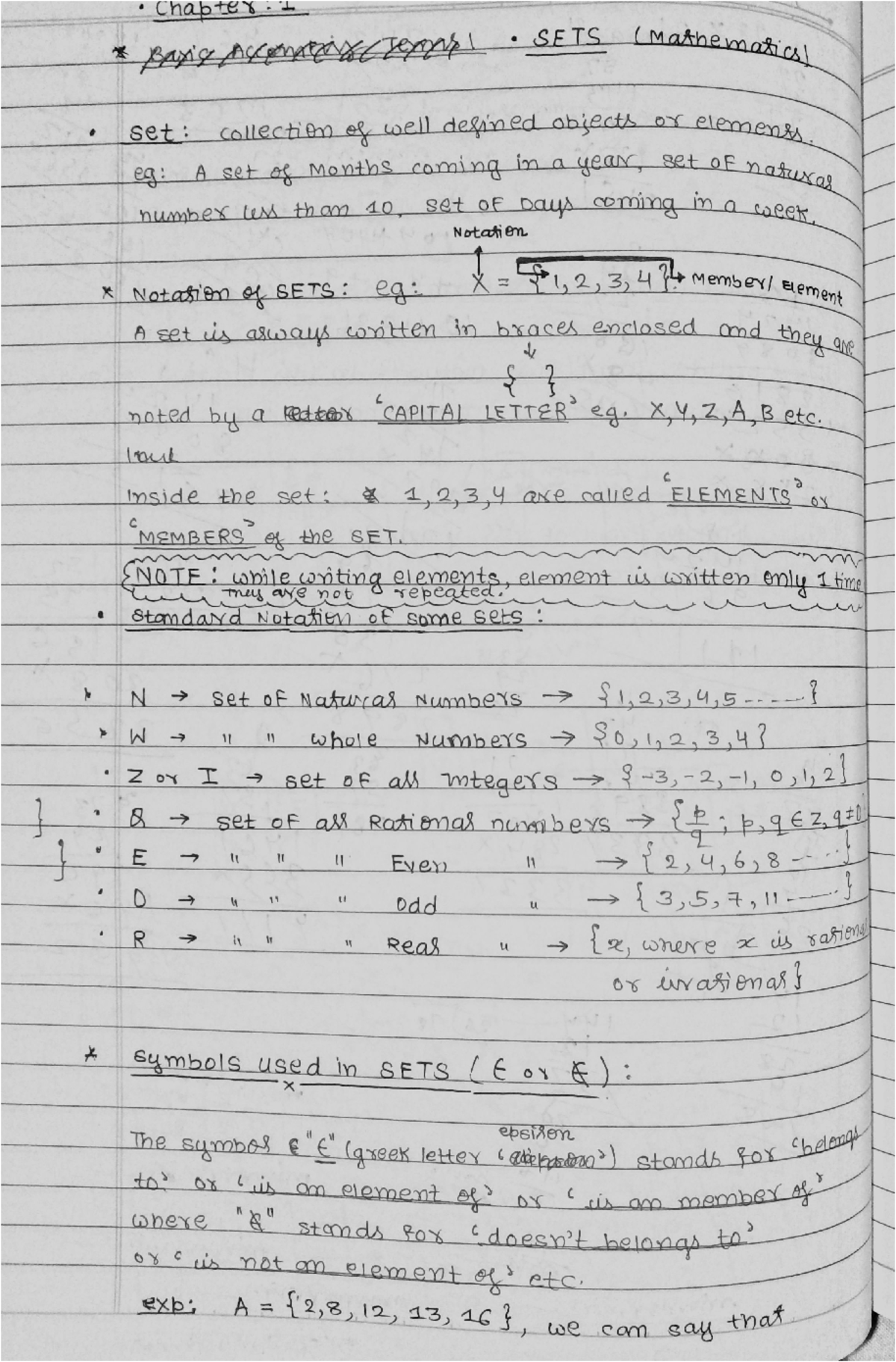 Sets notes - Good - Chapter I SETS (Mathematics) set: collection of ...