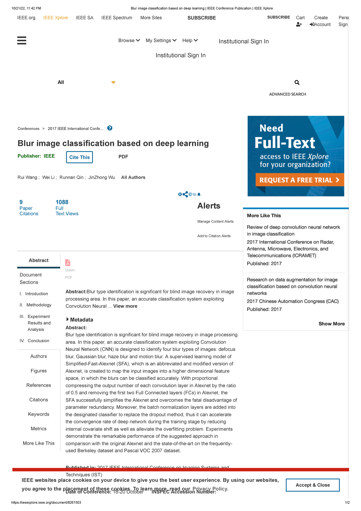 Blur image classification based on deep learning (Rui Wang) - IST 2017 ...