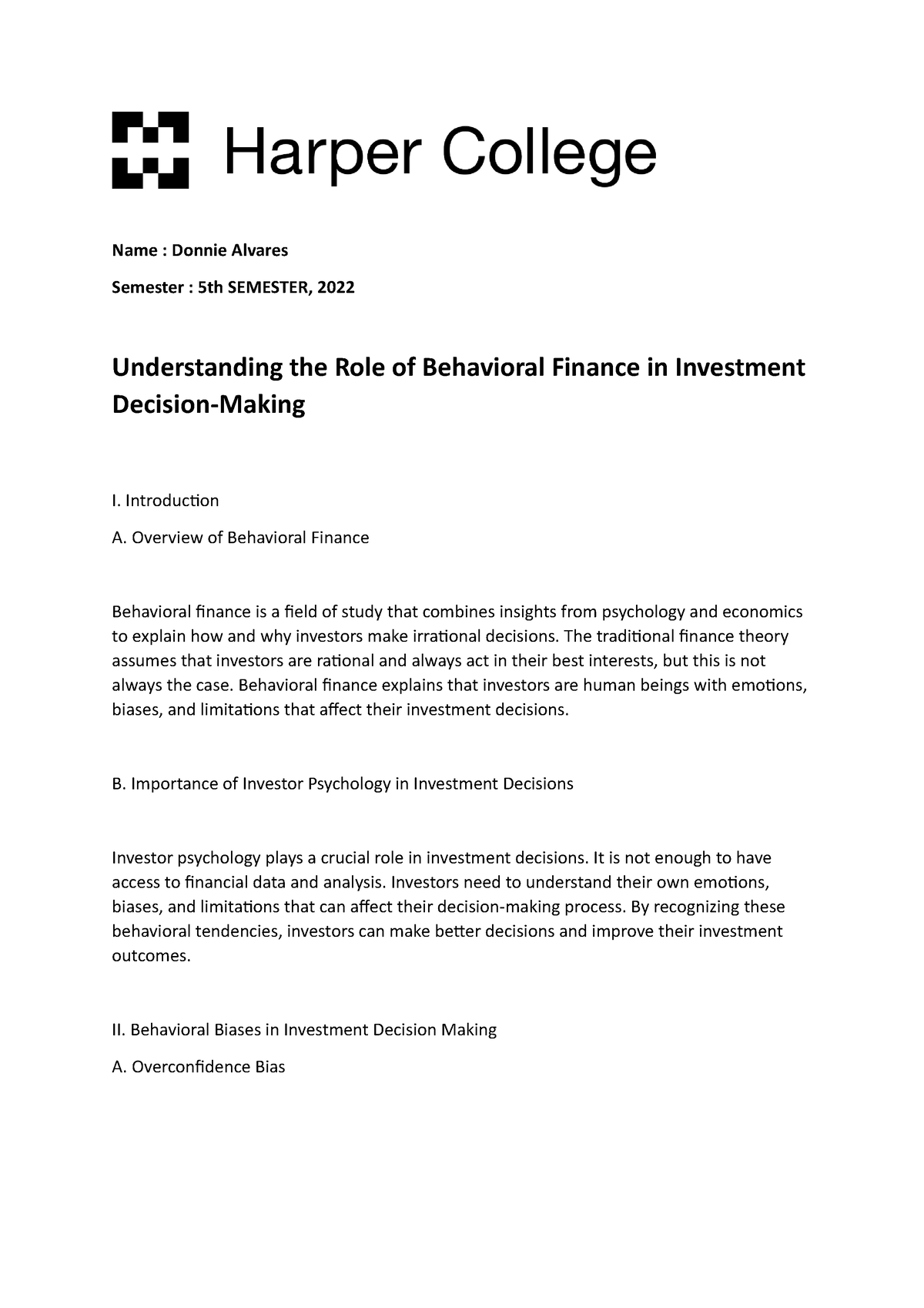 behavioral finance dissertation