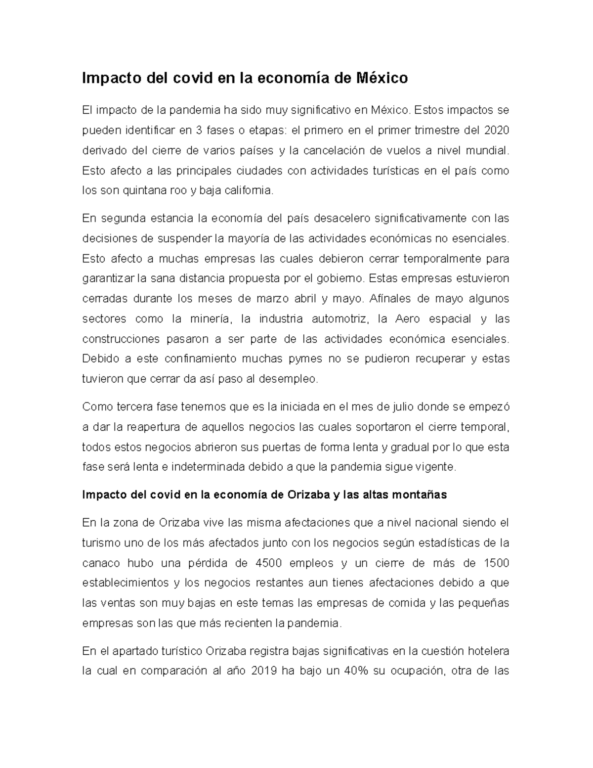 Impacto del covid en la economía de México - Impacto del covid en la ...