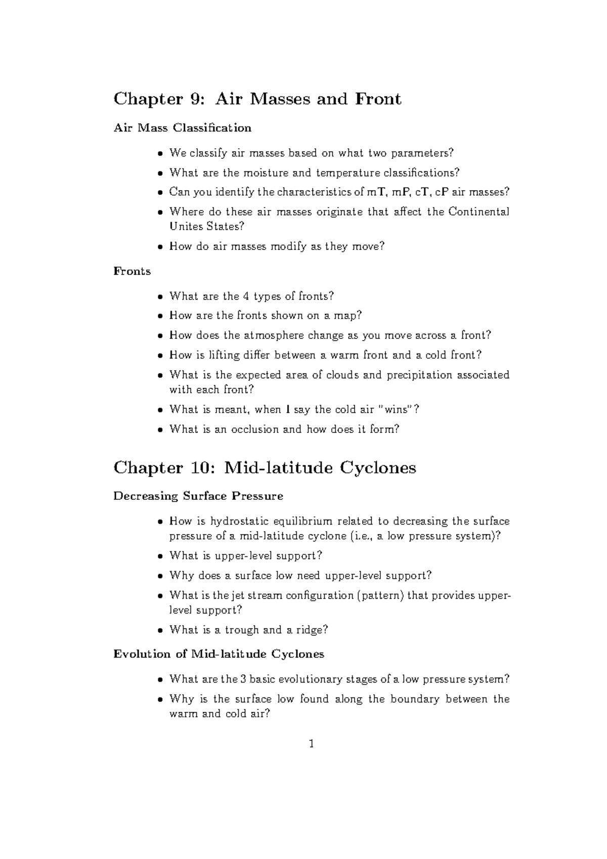 List Two Characteristics Used To Classify Air Masses