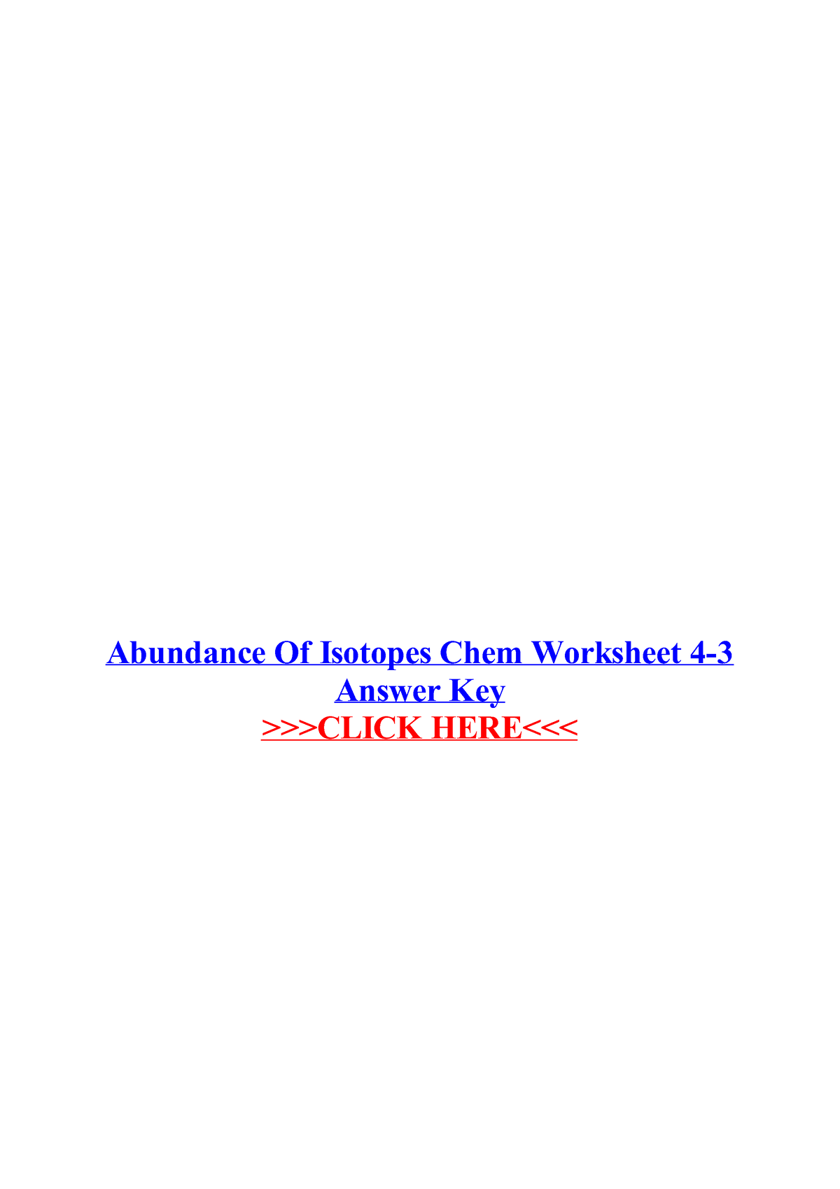 Abundance of isotopes chem worksheet 4 3 answer key Abundance Of