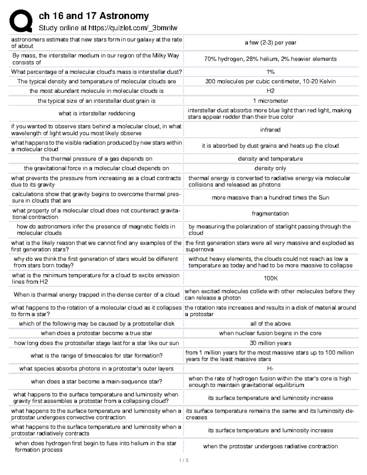 Astro Ch 16-17 - Quizlet - Ch 16 And 17 Astronomy Study Online At ...