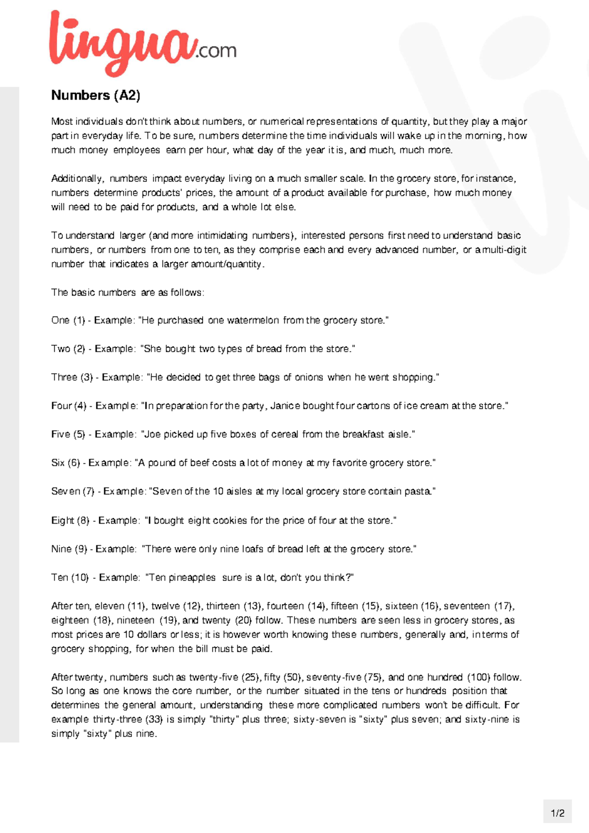 Pdf storage english-text-numbers - Numbers (A2) Most individuals don't ...