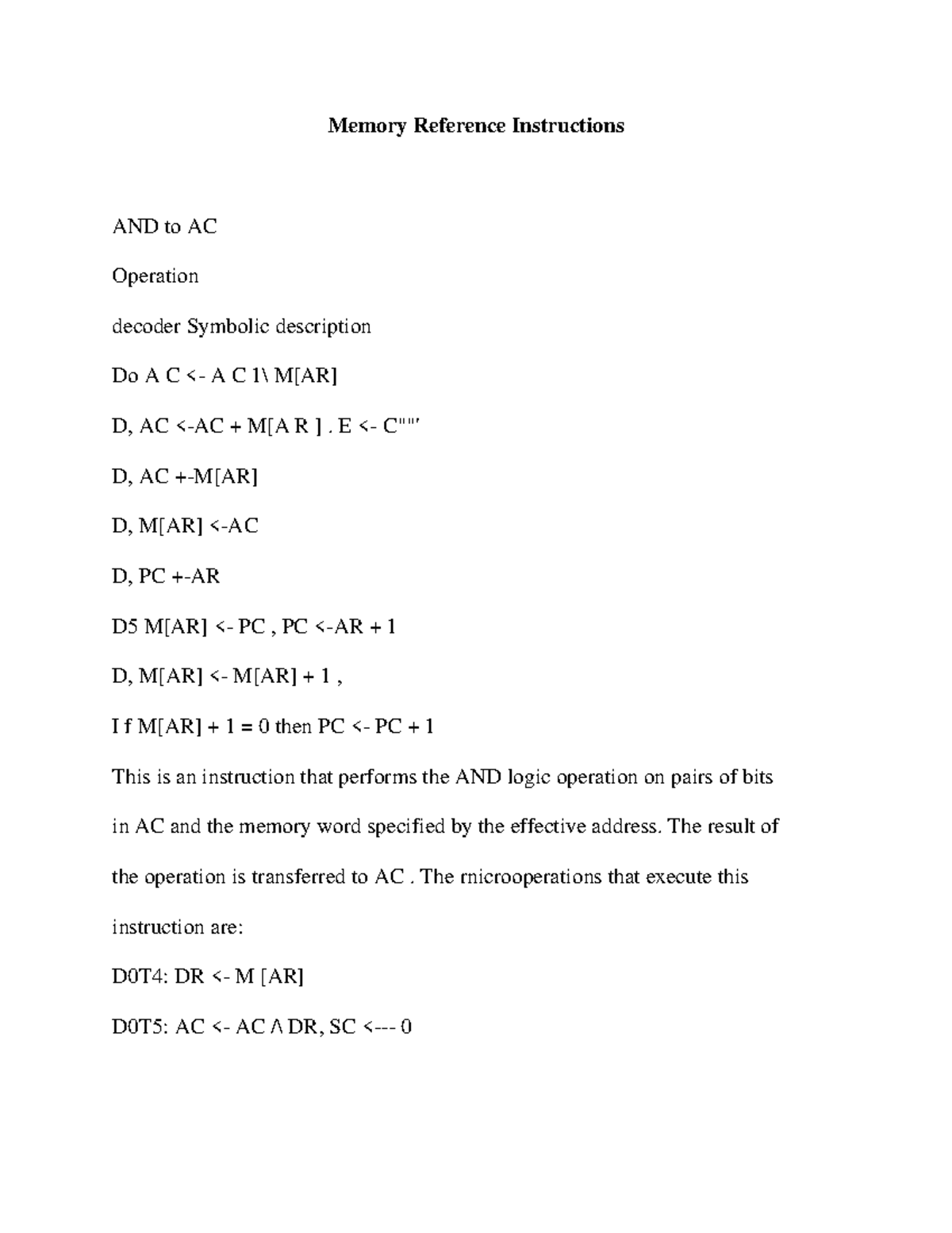 Memory Reference Instructions - E