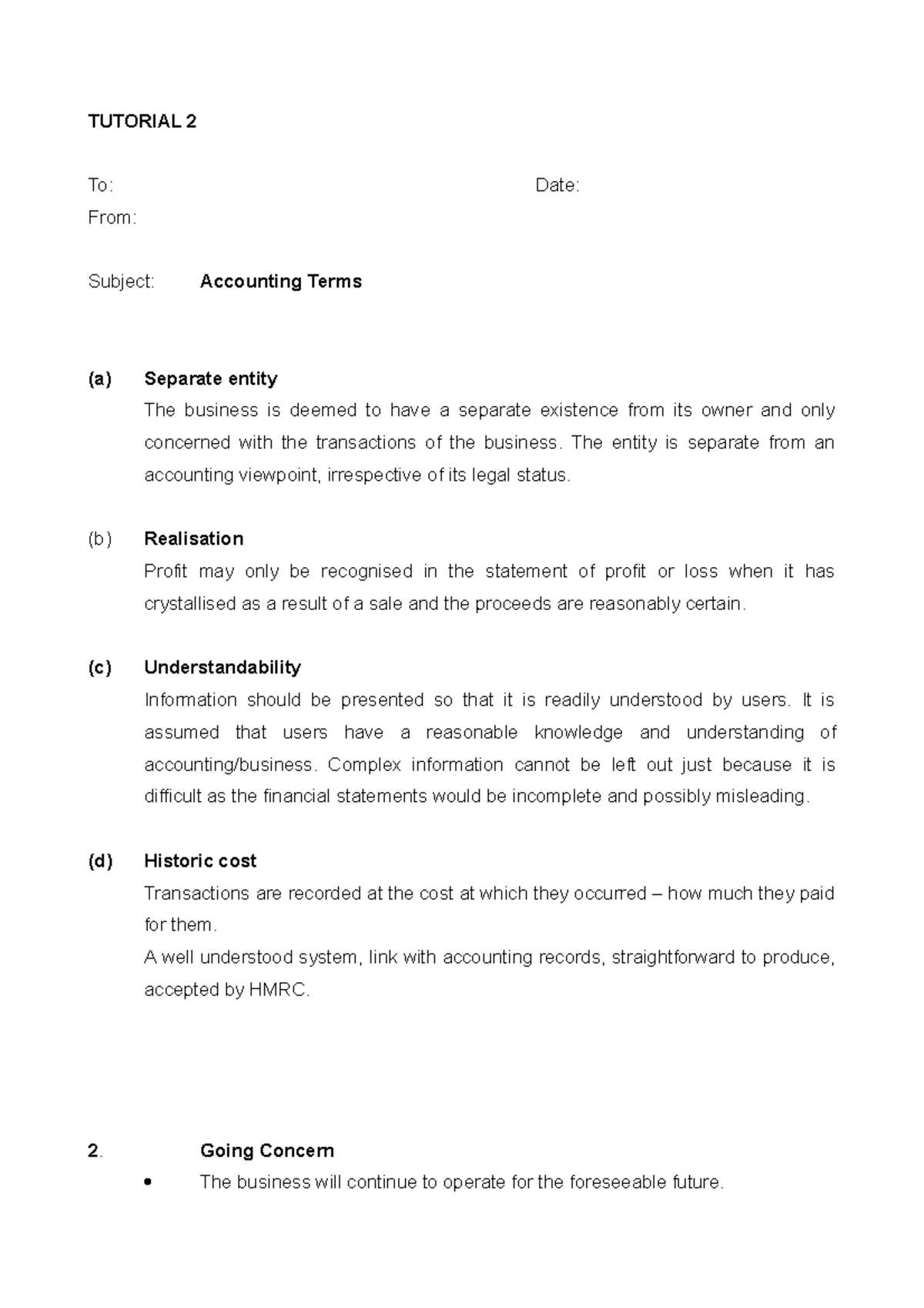 Tutorial 2 (1)1 - Concepts; Regulatory Framework - TUTORIAL 2 To: Date ...