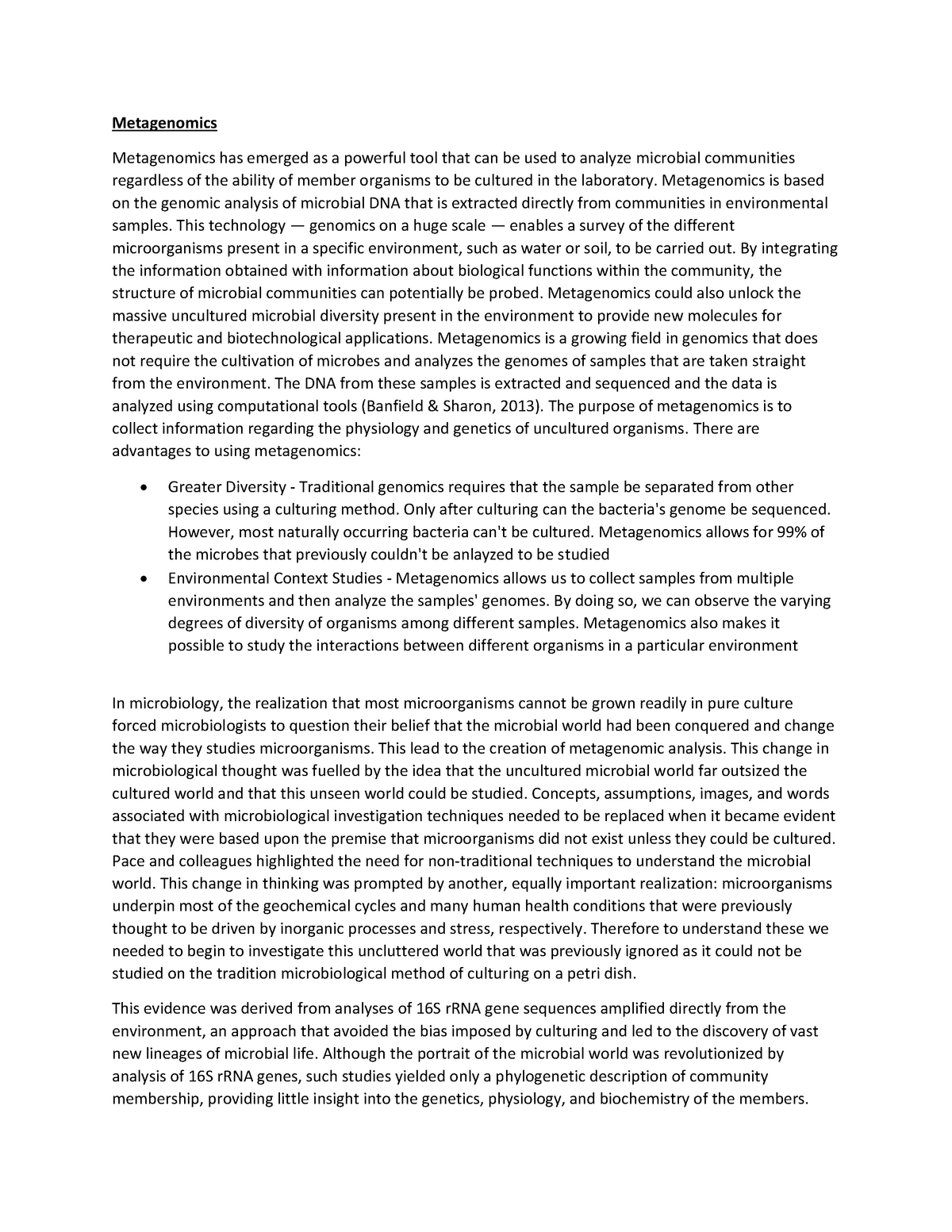 Lecture 11 - Metagenomics Metagenomics has emerged as a powerful tool ...