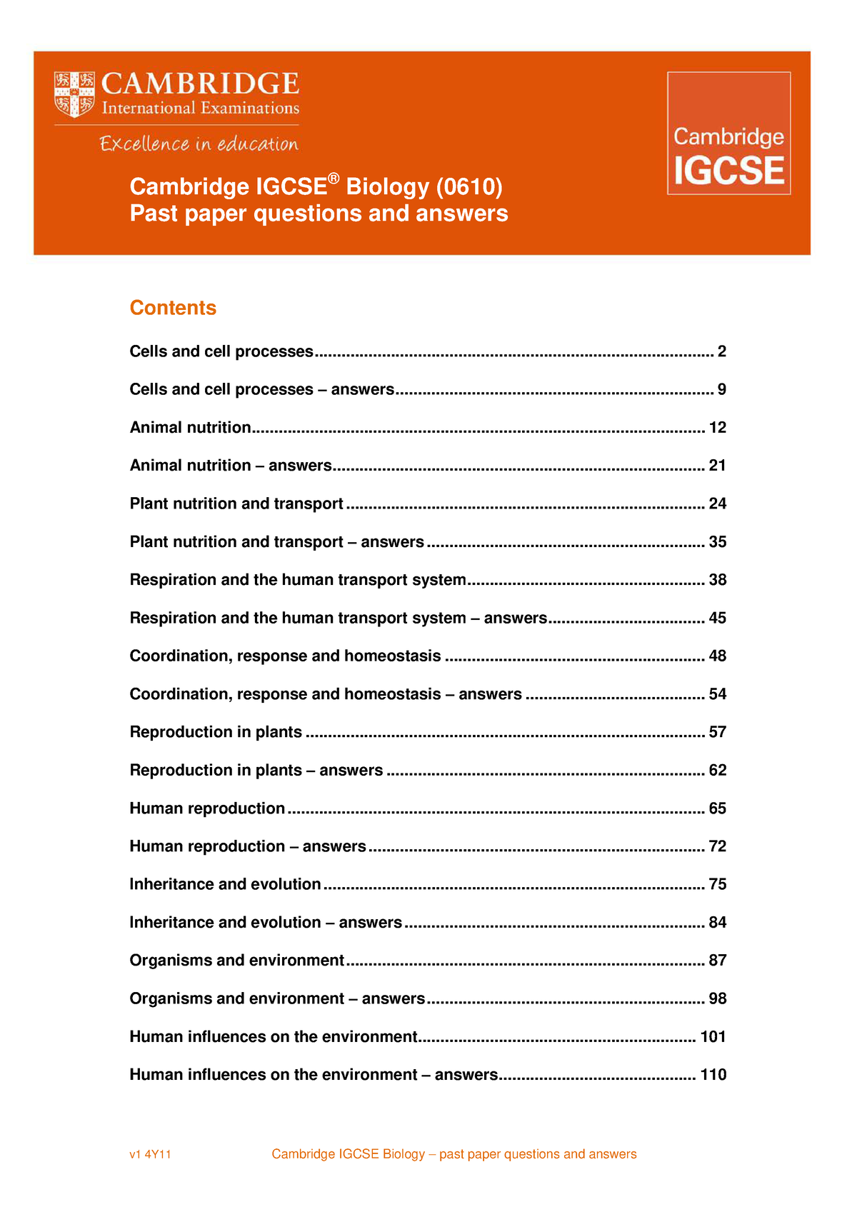 Cambridge Igcse Biology (0610) Past Paper Questions And ( PDFDrive ...