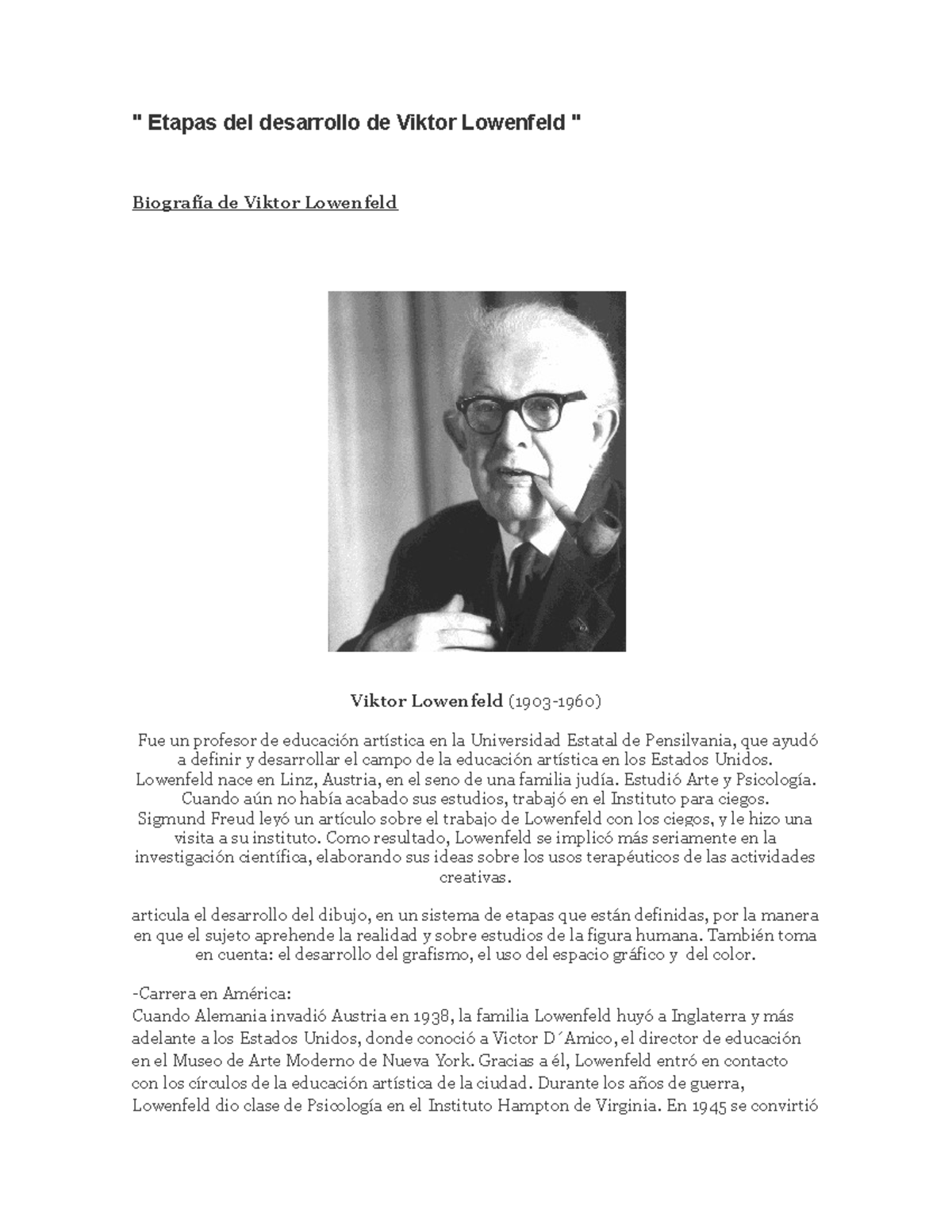 Etapas Del Desarrollo De Viktor Lowenfeld - Lowenfeld Nace En Linz ...