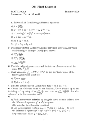 MATH1005 Outline for 2021/2022 - Carleton University School of ...