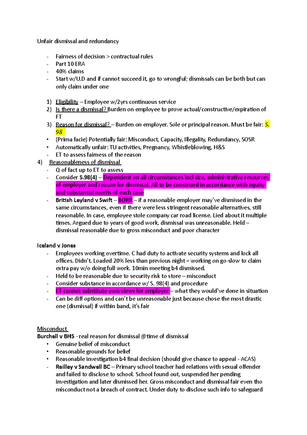 Unfair dismissal and redundancy - Unfair dismissal and redundancy ...