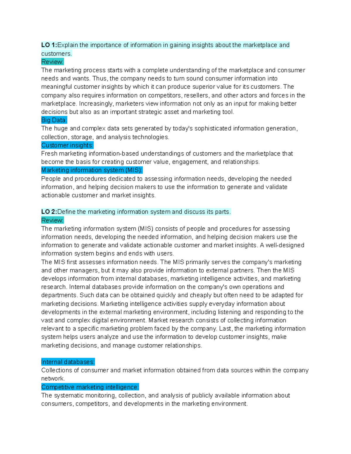 Chapter 4 Textbook notes - LO 1:Explain the importance of information ...