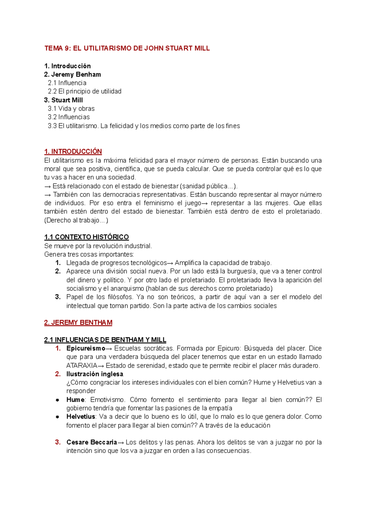 TEMA 9 EL Utilitarismo DE JOHN Stuart MILL - TEMA 9: EL UTILITARISMO DE ...