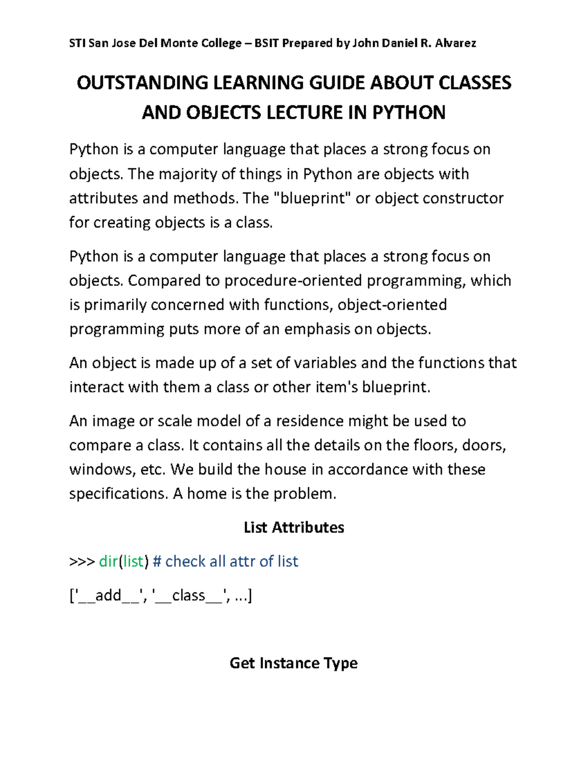 Outstanding Learning Guide About Classes And Objects Lecture In Python ...