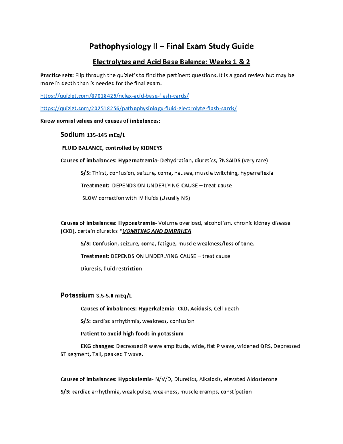 Pathophysiology II Final Key Concept Notes - Pathophysiology II – Final ...