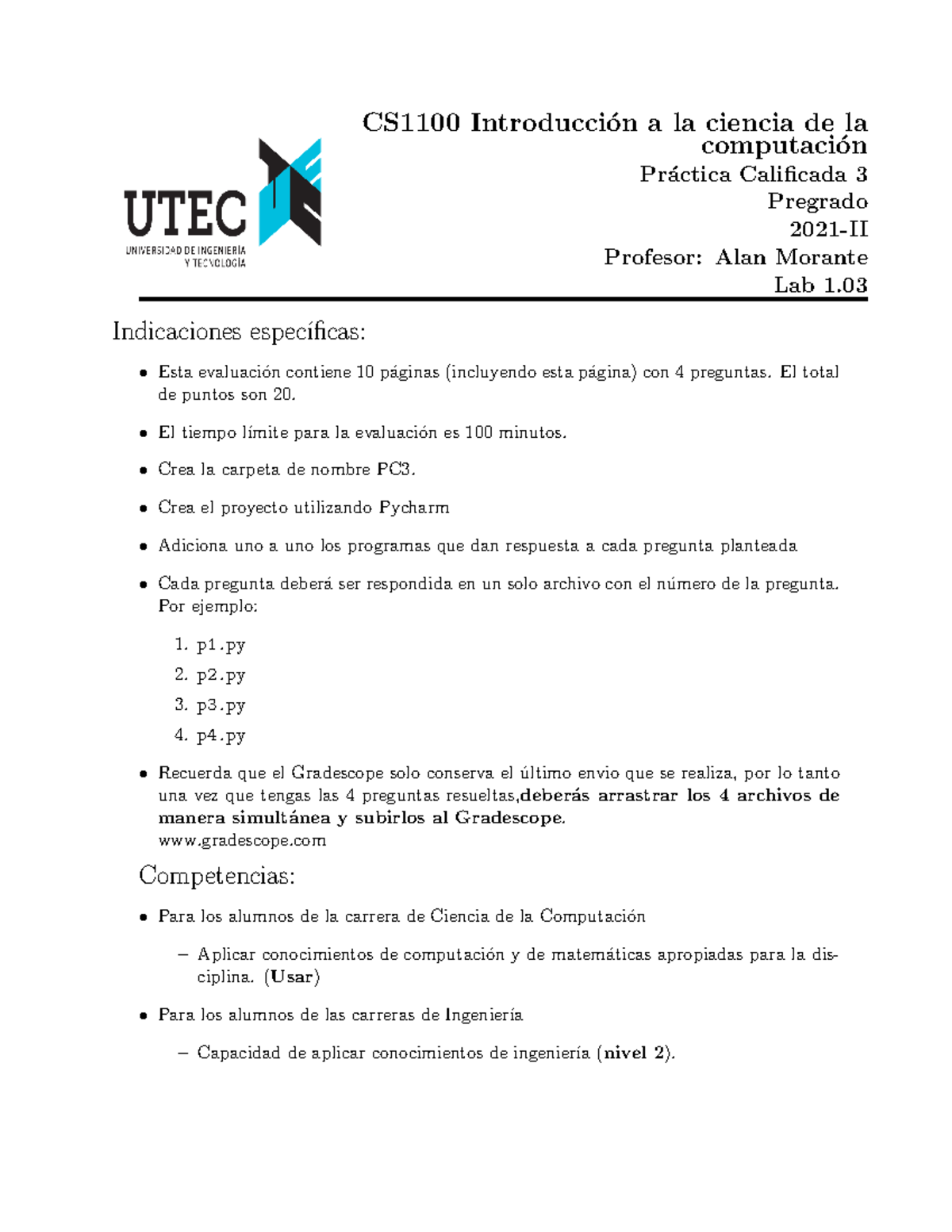 CS1100-PC3-L103 Practica 3 Calificada Para La 3era Entrega - CS1100 ...