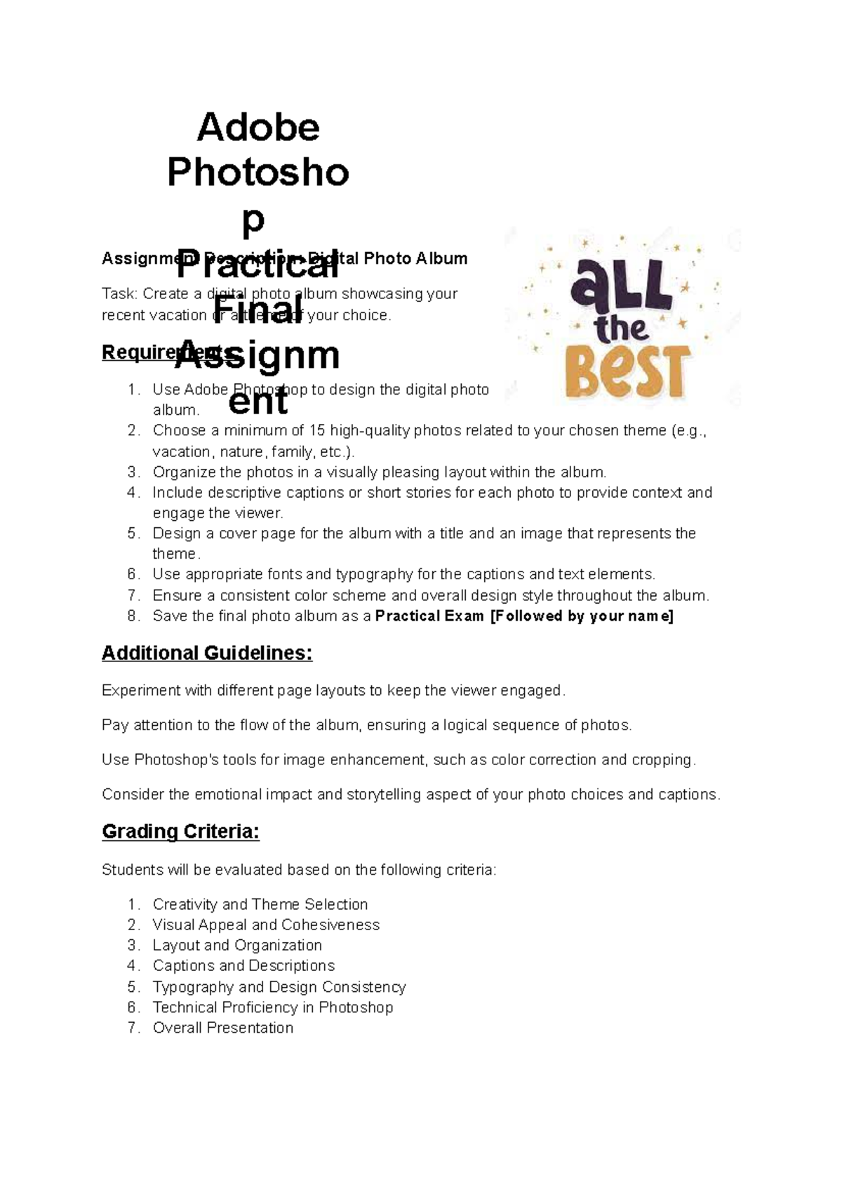 GD- Practical QP - Assignment Description: Digital Photo Album Task ...