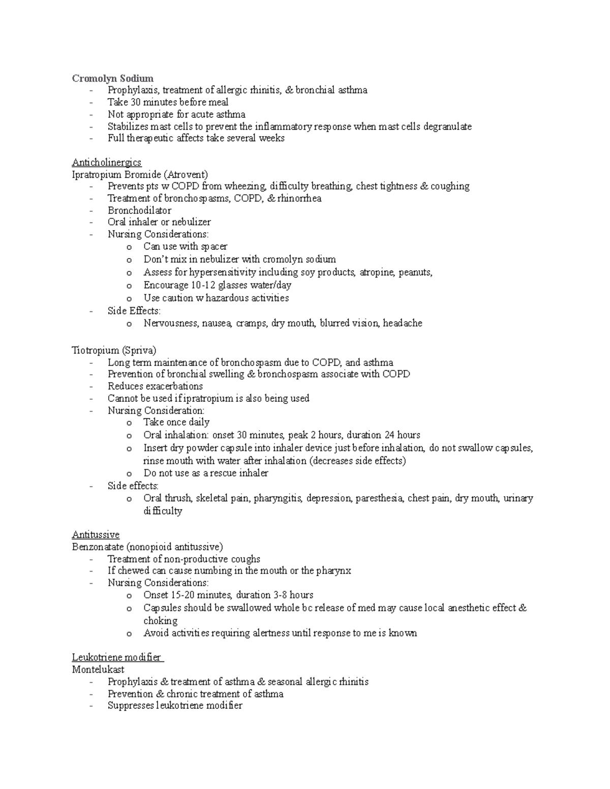 Resp meds - Respiratory Medication - Cromolyn Sodium - Prophylaxis ...