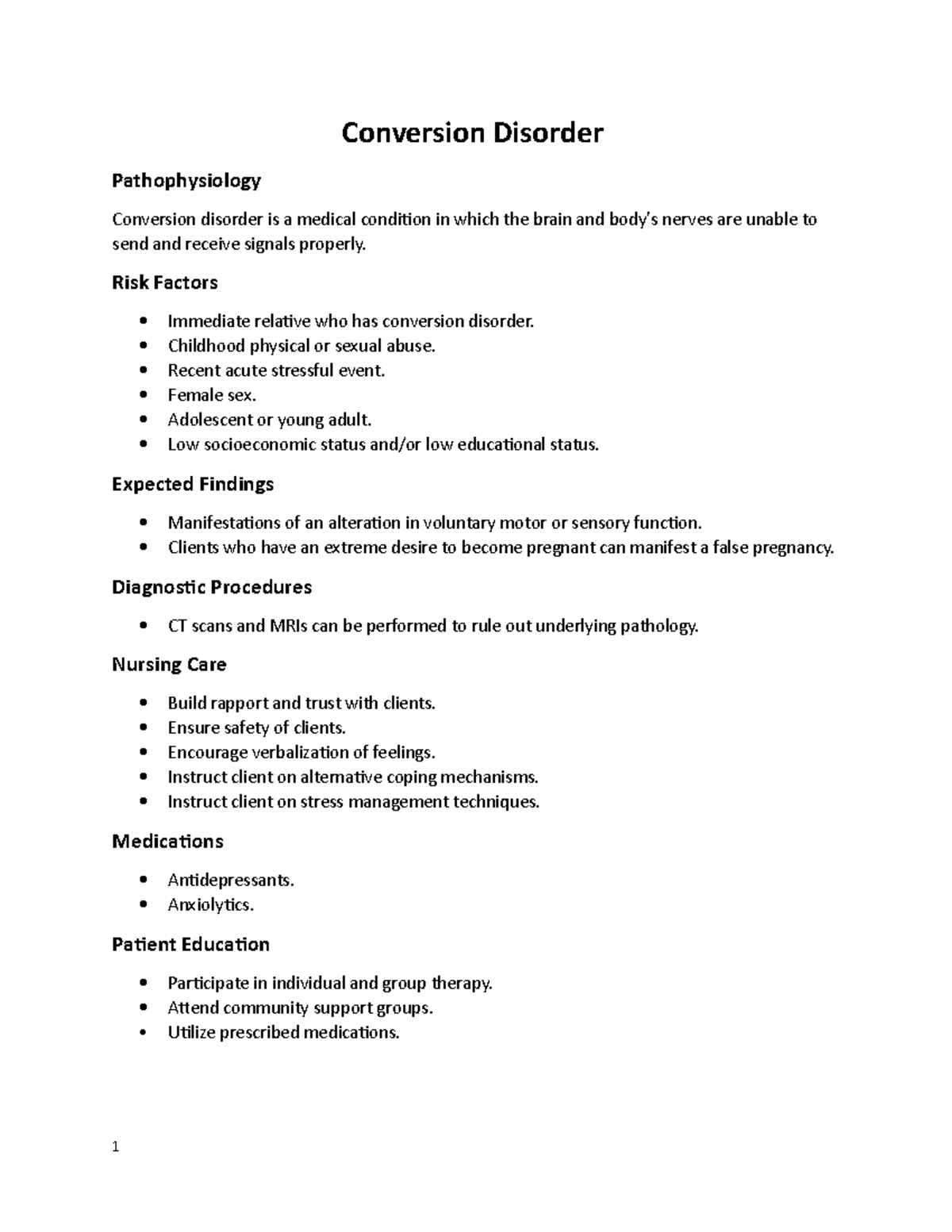 Conversion Disorder T. Hodges Conversion Disorder Pathophysiology