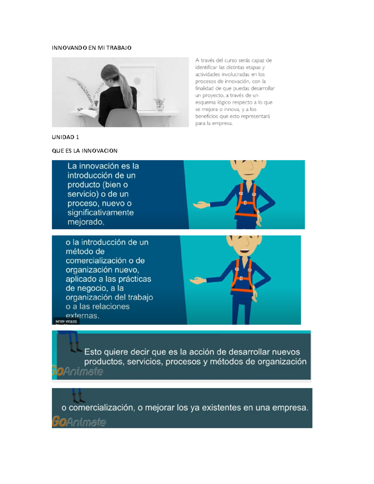Innovando EN MI Trabajo - INNOVANDO EN MI TRABAJO UNIDAD 1 QUE ES LA ...