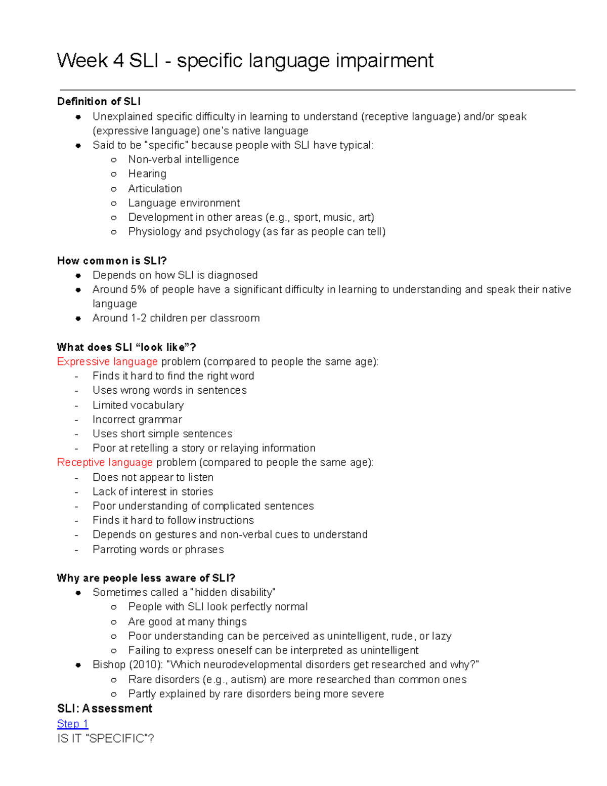 Specific Language Impairment Definition