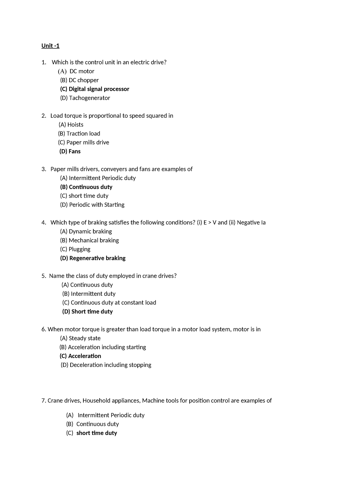 Multiple Choice Question - Unit - 1. Which is the control unit in an ...