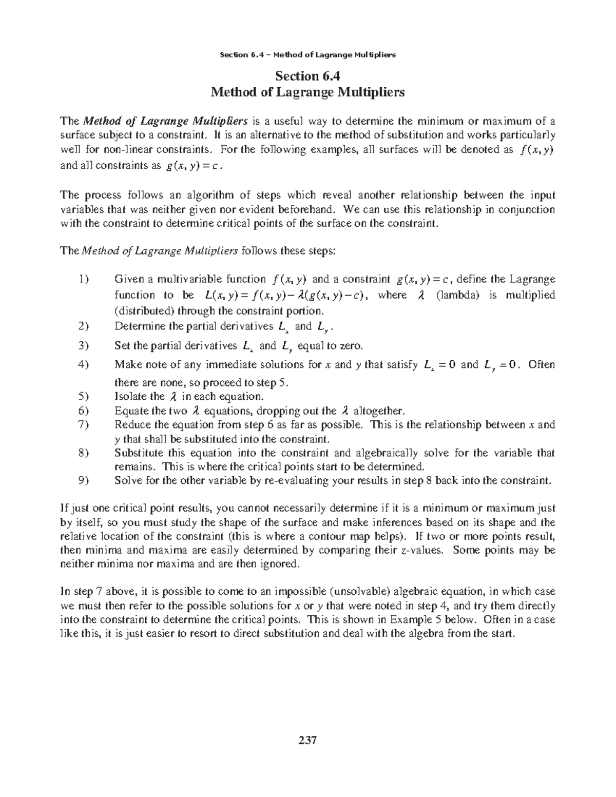 Multiplicadores Lagrange - Section 6. Method of Lagrange Multipliers ...