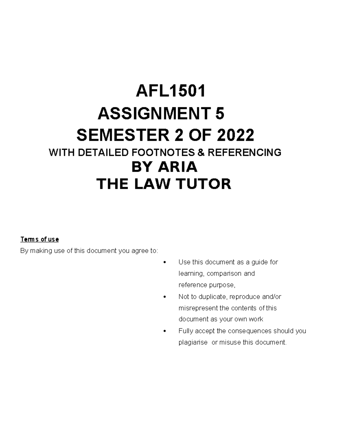 MASTERS CEF STUDIES - AFL ASSIGNMENT 5 SEMESTER 2 OF 2022 WITH DETAILED ...