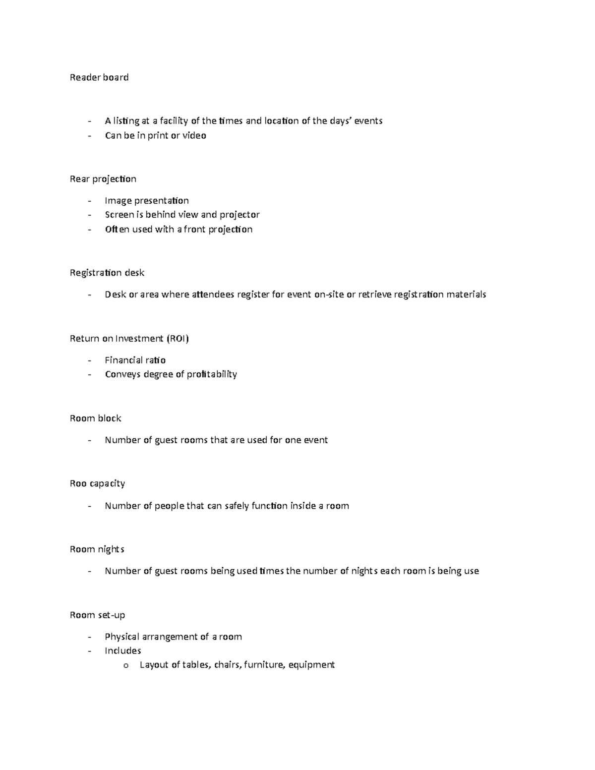 Event Terminology R-S - Reader board - A listing at a facility of the ...