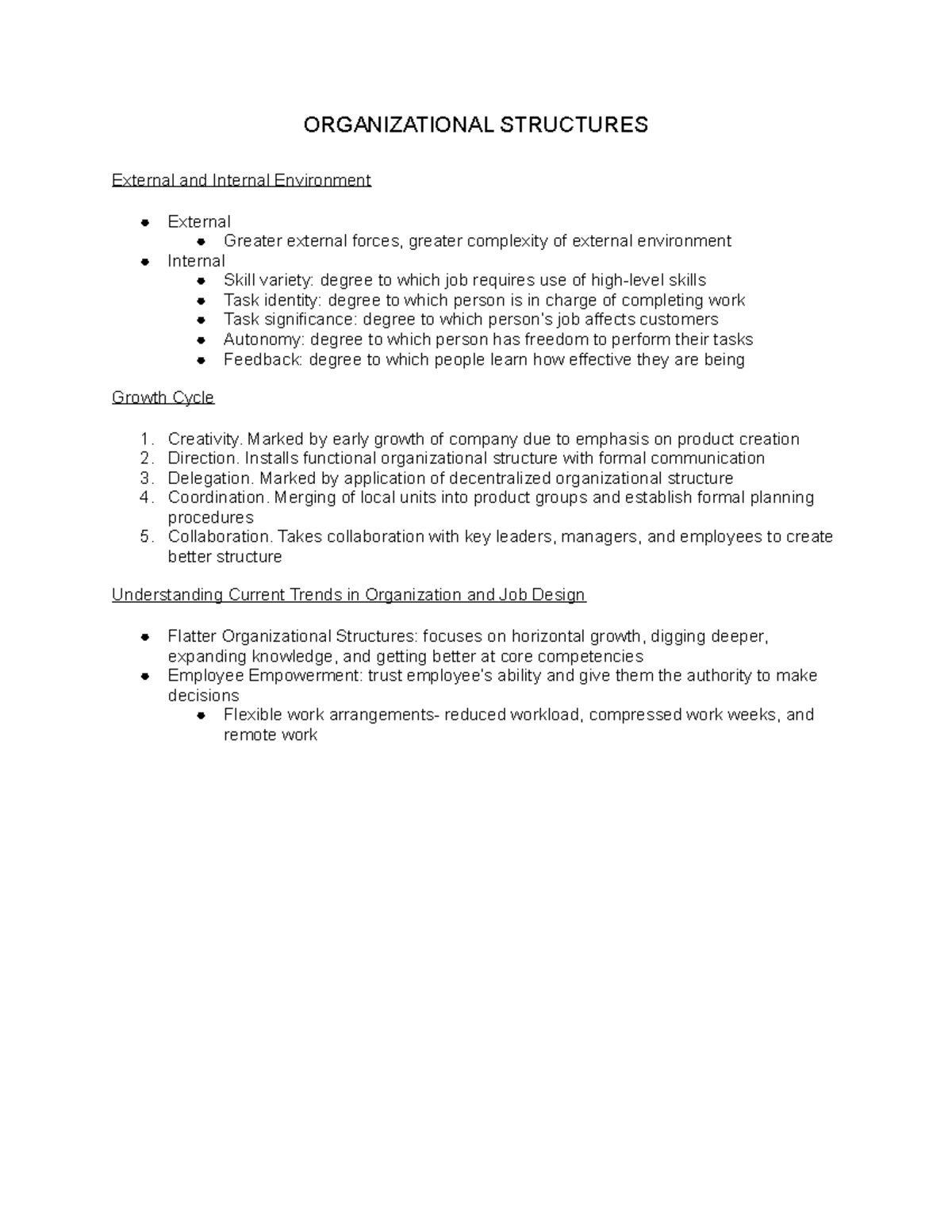 BUS 200 Notes Organizational Structures Part 2 - ORGANIZATIONAL ...