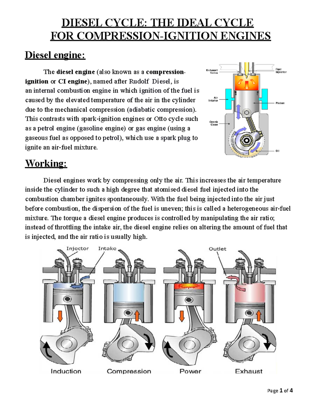 Diesel Engine It is my Favorite Documents DIESEL CYCLE THE IDEAL
