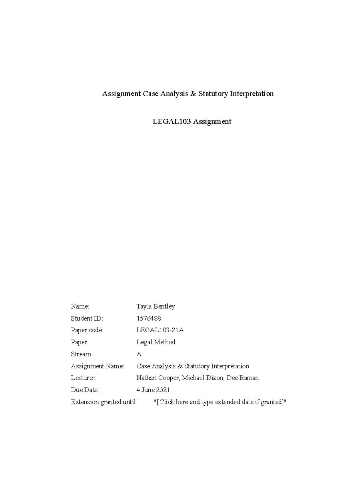 university of waikato law assignment template